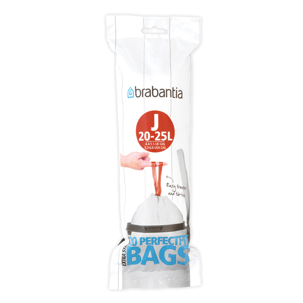 Brabantia Perfectfit Bags, Code J, 23 Litre, 20 Bags Per Roll - White