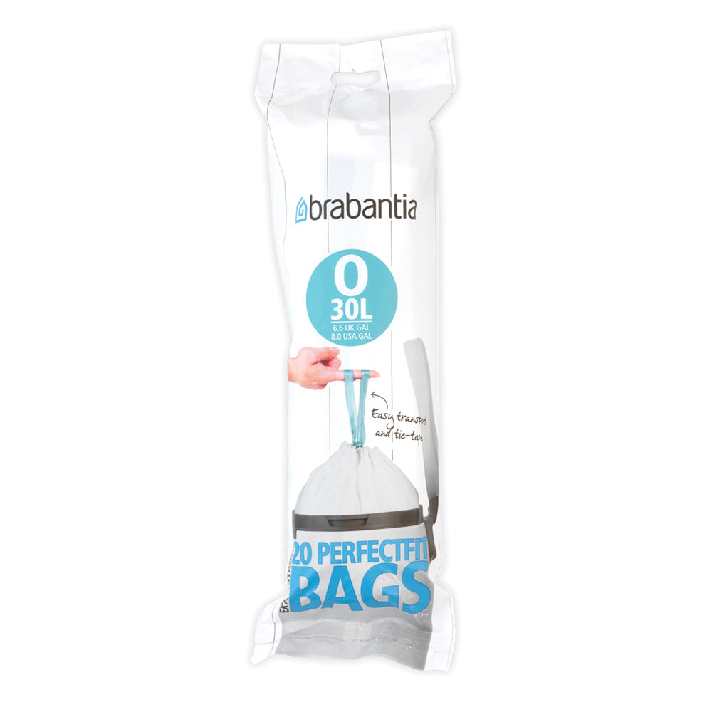 Brabantia Perfectfit Bags, Code O, 30 Litre, 20 Bags Per Roll - White