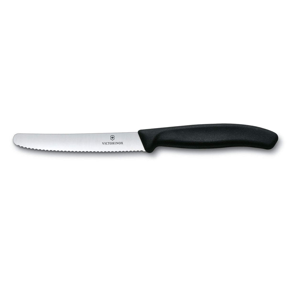 Victorinox Paring Knife With Ultra-Sharp Wavy Edge - Swiss Classic Tomato & Sausage Knife - Black - Blade 11 Cm