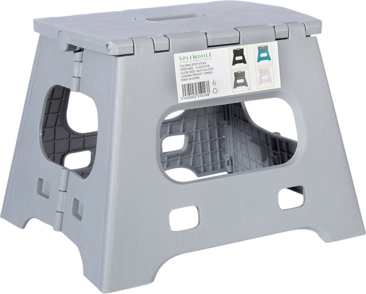 Opvouwbare opstapkruk 27 cm antislip voetenkruk voor keuken, badkamer, woonkamer - compacte en lichtgewicht krukstoel met een maximaal gewicht van 110 kg