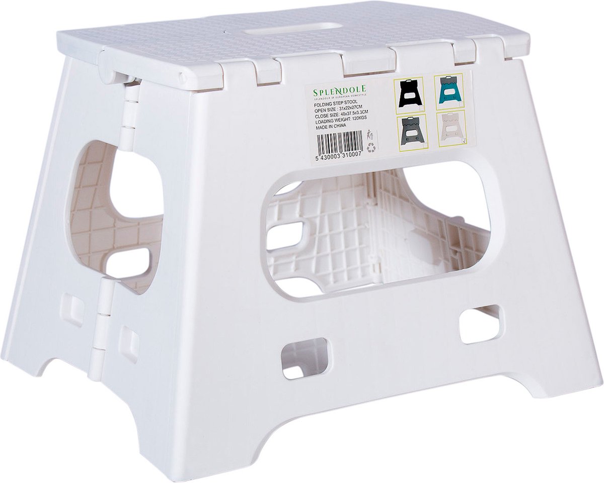 Opvouwbare opstapkruk 27 cm antislip voetenkruk voor keuken, badkamer, woonkamer - compacte en lichtgewicht krukstoel met een maximaal gewicht van 110 kg