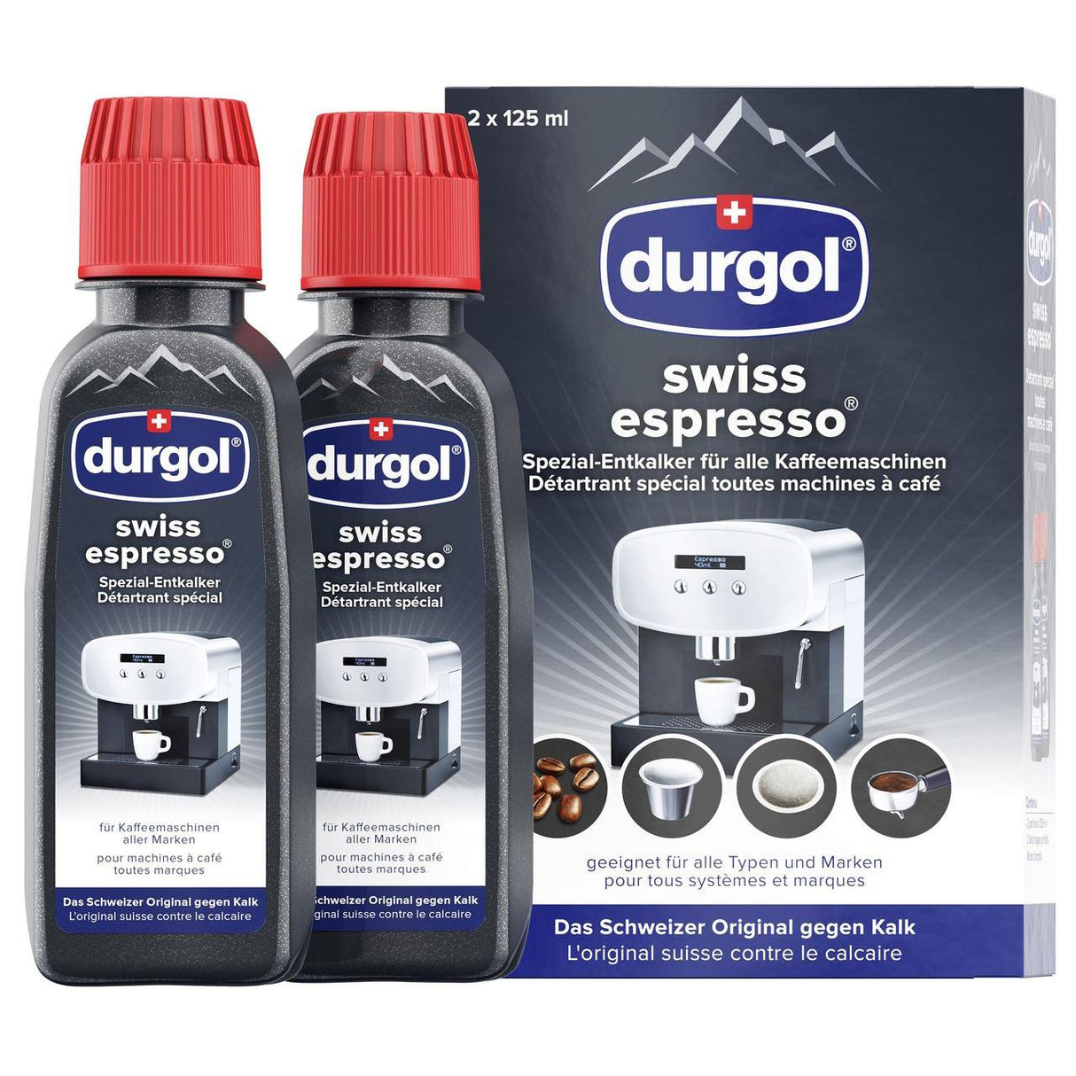 Durgol Swiss Espresso Spezial-Entkalker für alle Kaffeemaschinen, 2 x 125 ml