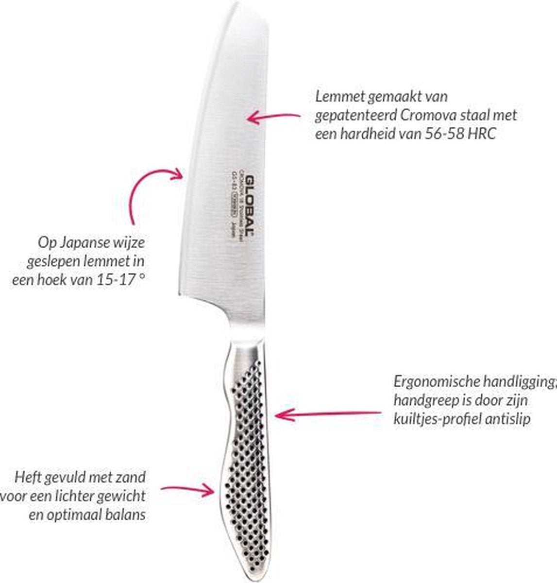 Global GS-3 Couteau de chef en acier inoxydable 13 cm