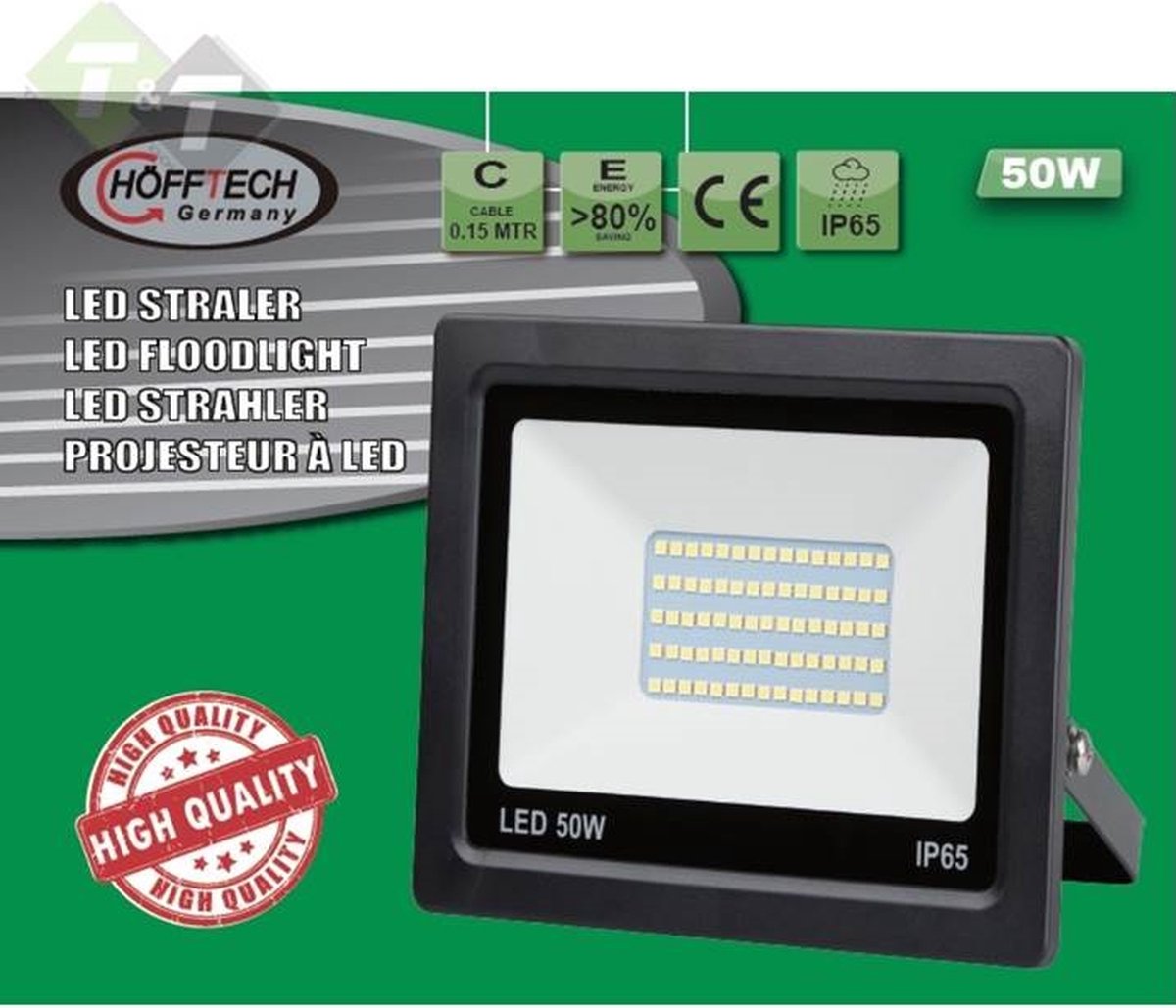 Hofftech 50W LED -bouwlamp - Energie -efficiënt - IP65 - 3500 lumen - 6000K