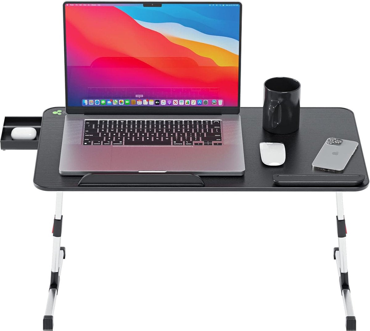 Fulmers - Adjustable Laptop Table - Bed Table - Black - 5 heights - 60x33 cm