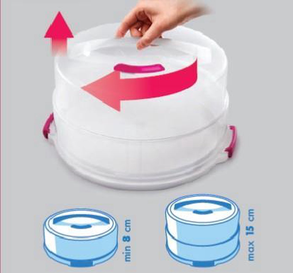 Metaltex Adjustable Cake Container, Polypropylene, Height from 8 and 15 cm