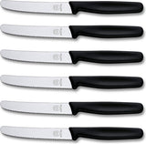 Table knife set 6 pieces black plastic handle In cardboard box