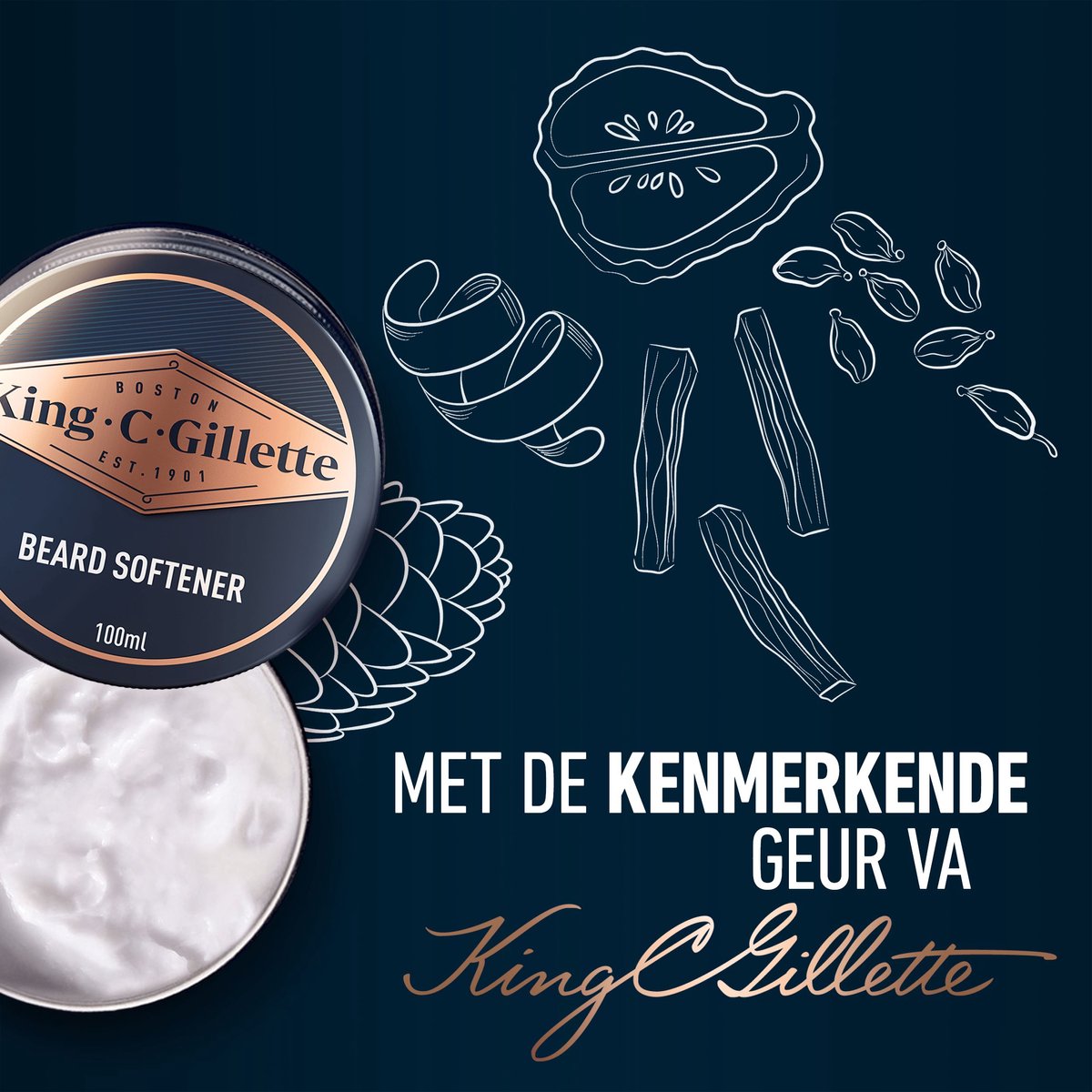 King C. Gillette Balsem - Voor een Zachte Baard - Voor Mannen - 100 ml