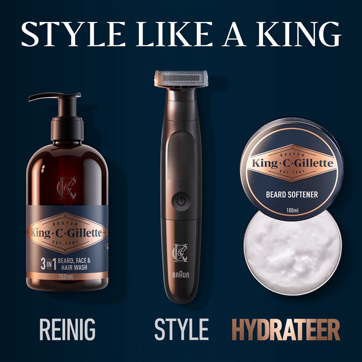 Baume King C. Gillette - pour une barbe douce - pour les hommes - 100 ml