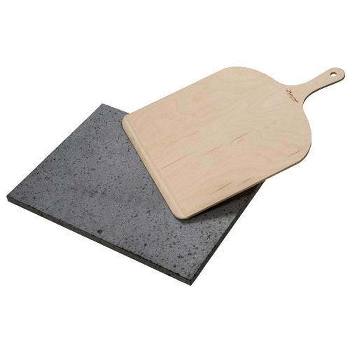 Eppicotispai Pizza Set - Lava Stone Baking Stone & Wooden Pizza Peel, Made In Italy
