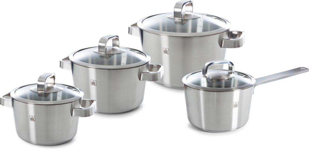 BK 4-delige pan set Conical + glazen deksels