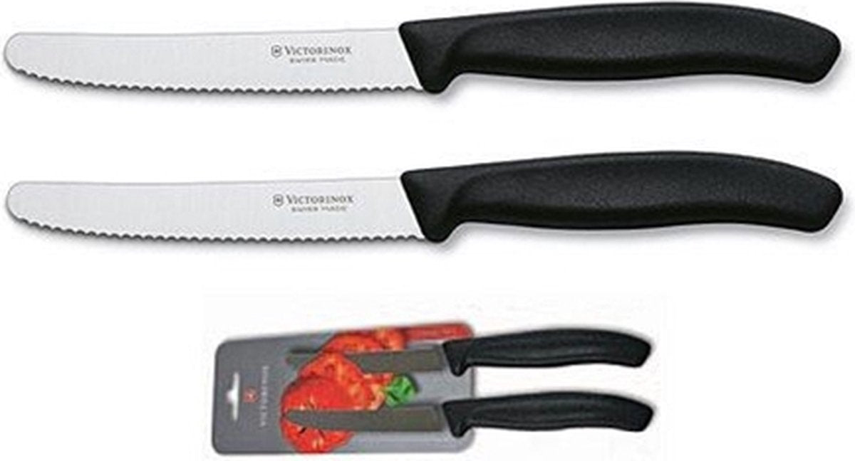 Victorinox 2 x Pack Paring Knife with Ultra-Sharp Blade - Swiss Classic Paring Knife - Black - blade 11 cm