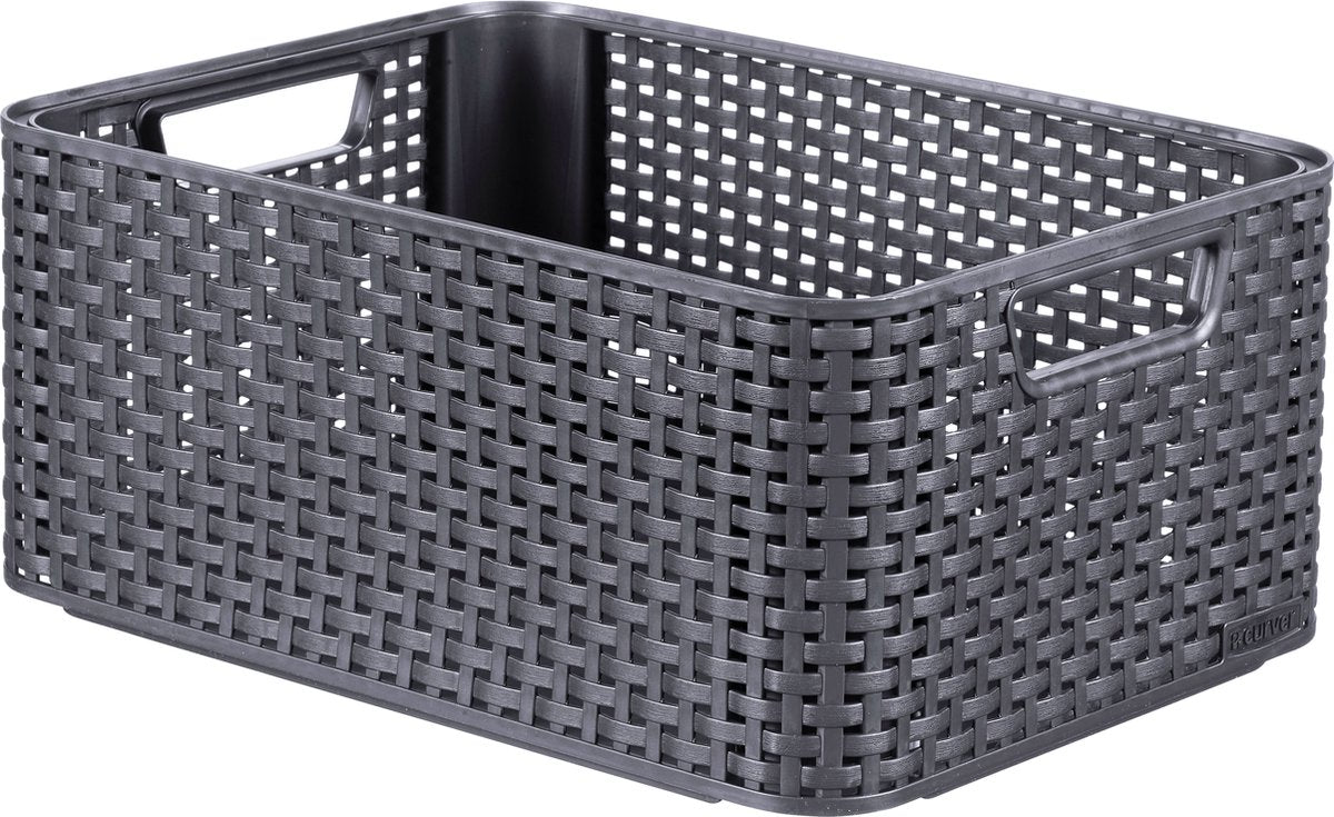 Curver Storage basket, Grey, Rattan Style M Anthracite 18L