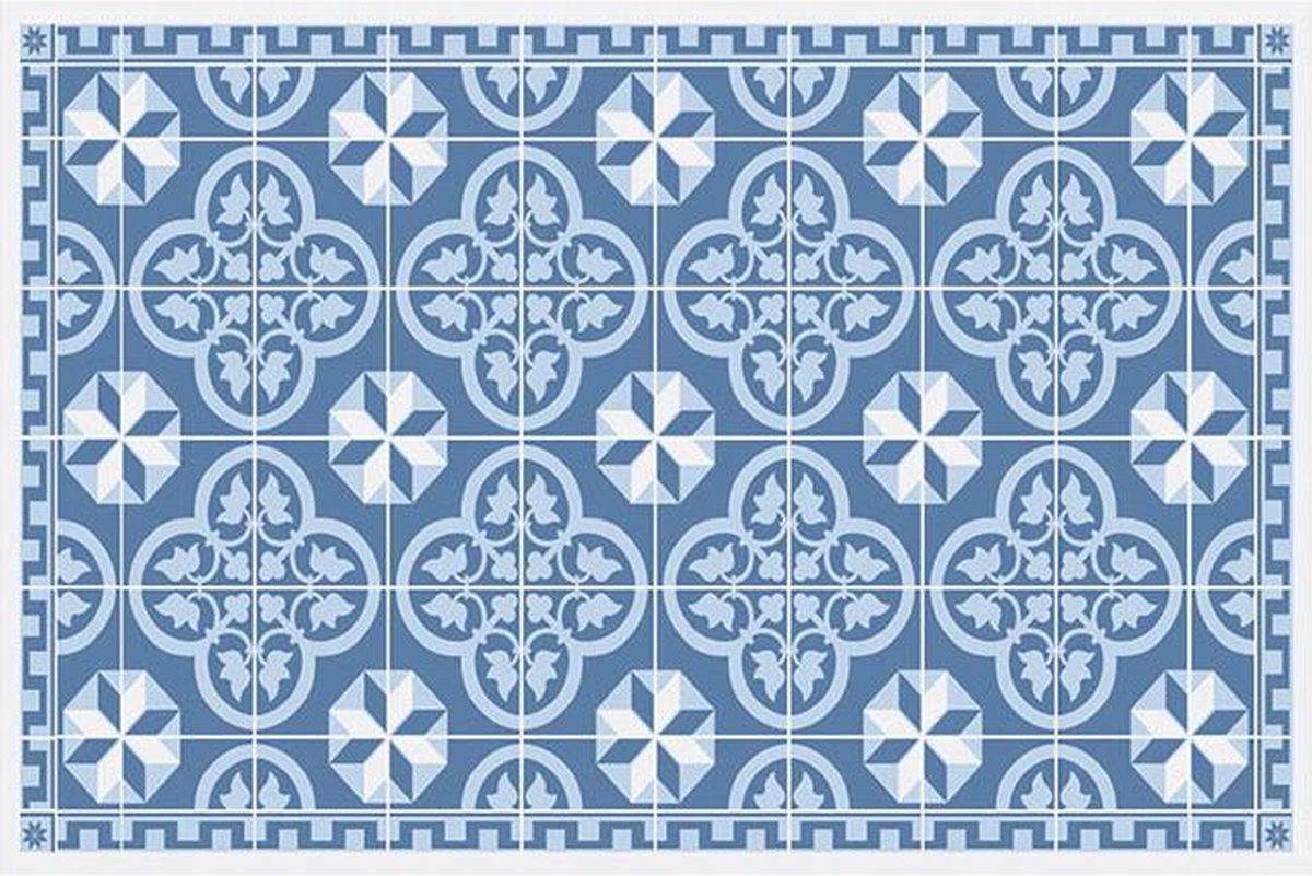 Placemats anti-slip - 30x45cm 'Lisbon Blue Retro Floor Tile Style' Non Slip