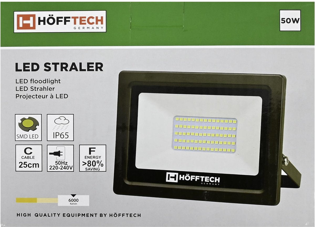 Hofftech 50W LED -bouwlamp - Energie -efficiënt - IP65 - 3500 lumen - 6000K