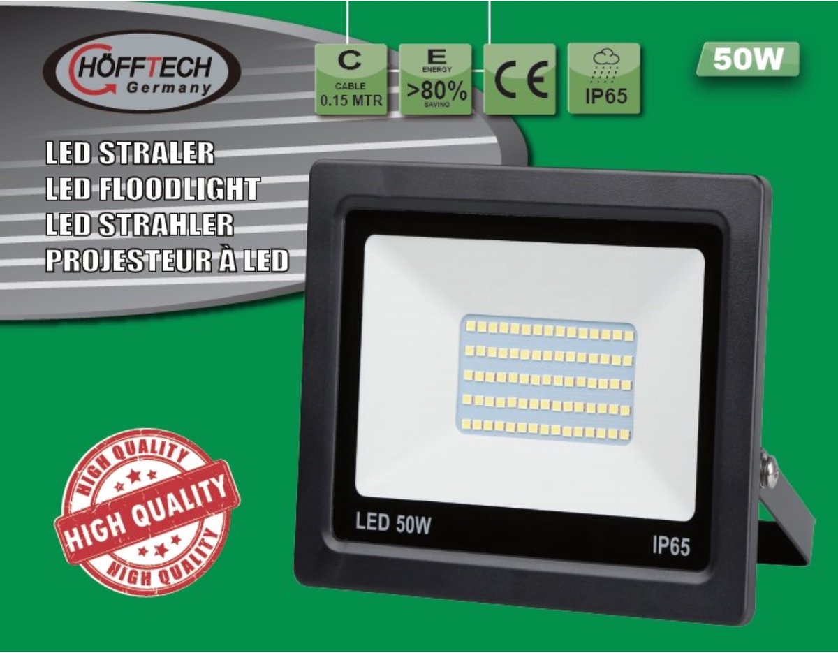 Hofftech 50W LED -bouwlamp - Energie -efficiënt - IP65 - 3500 lumen - 6000K