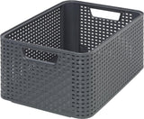 Panier de rangement Curver, gris, style rattan m anthracite 18L Ensemble de x 3