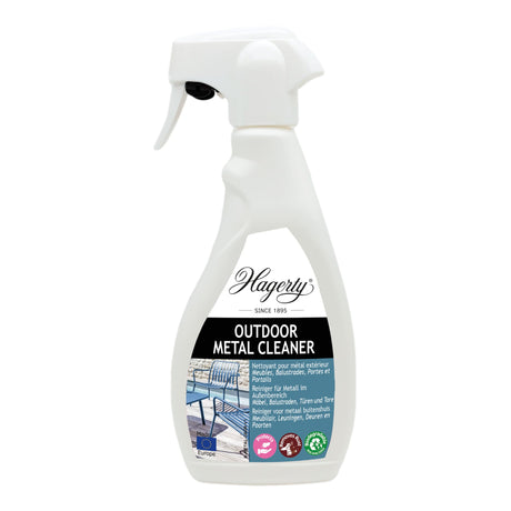"Hagerty Outdoor Metal Cleaner 500ml spray bottle for garden furniture and metal surfaces"
