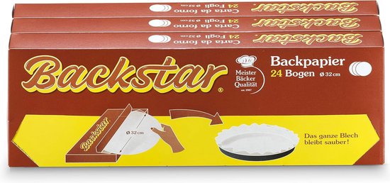 Backstar Baking paper - Round Baking Paper - 32 cm - Fits The Pizza Maker - 3x24 pieces - FSC BIO