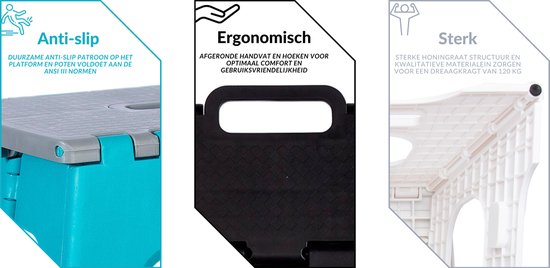 Splendole Keukentrap Opstapkruk 27 cm – Opklapbaar Mint Blauw