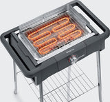 Barbecue électrique EVO de style Severin avec base de base et de rangement, gril droit avec démarrage rapide du gril jusqu'à 350 ° C, noir