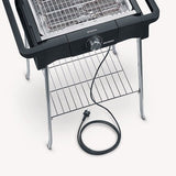 Barbecue électrique EVO de style Severin avec base de base et de rangement, gril droit avec démarrage rapide du gril jusqu'à 350 ° C, noir