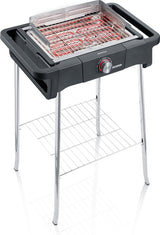 Barbecue électrique EVO de style Severin avec base de base et de rangement, gril droit avec démarrage rapide du gril jusqu'à 350 ° C, noir