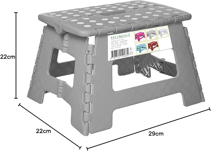 Splendole Small Folding Step Stool – Compact Anti-Slip Plastic Step for Kitchen & Bathroom