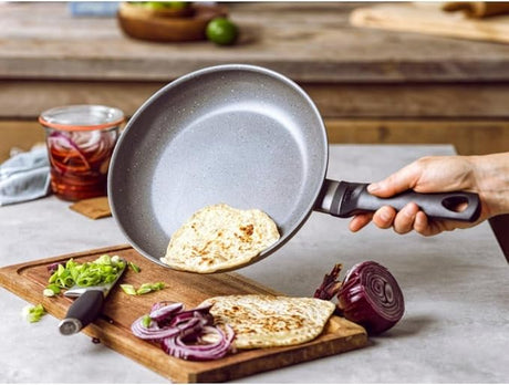 Ceramic non-stick BK Granite frying pan on induction hob