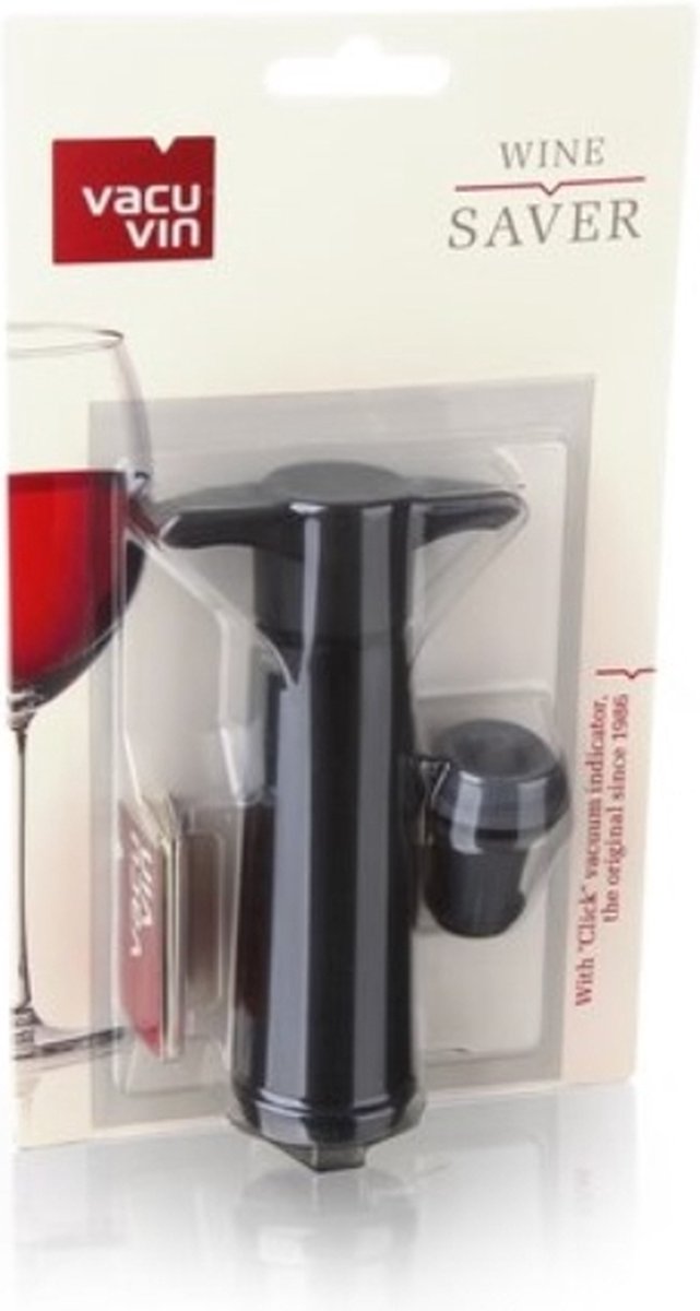 Vacu Vin Wine Saver Black - Pompe à vin sous vide - 1 bouchon de vin sous vide