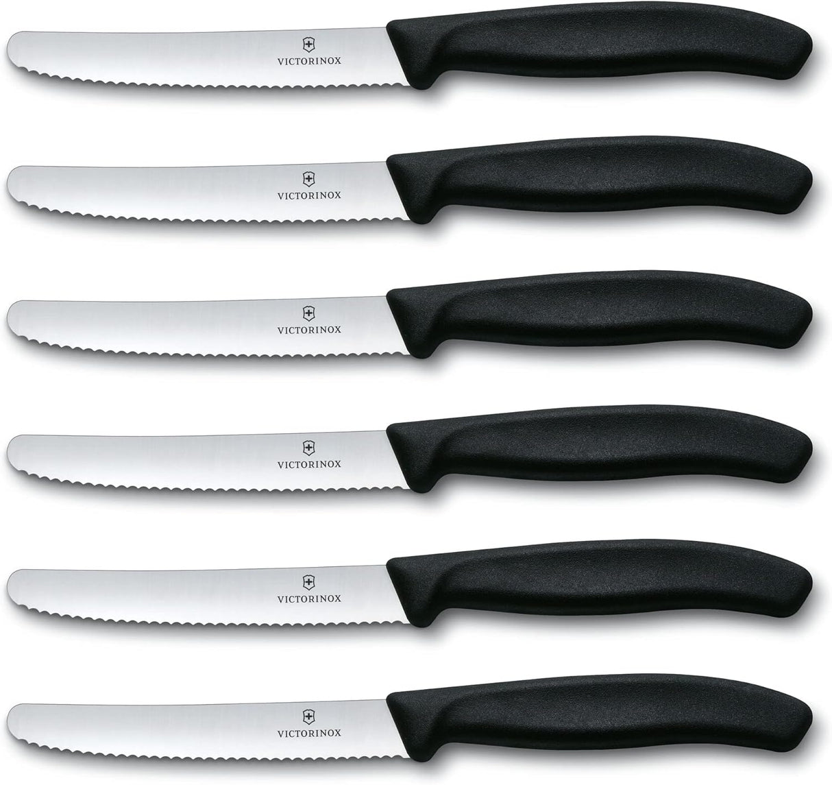 Victorinox 6.7833.6US1 Swiss Classic 6-Piece Steak Knife Set, 4-1/2-Inch Serrated Blades with Round Tip, 4-Inch