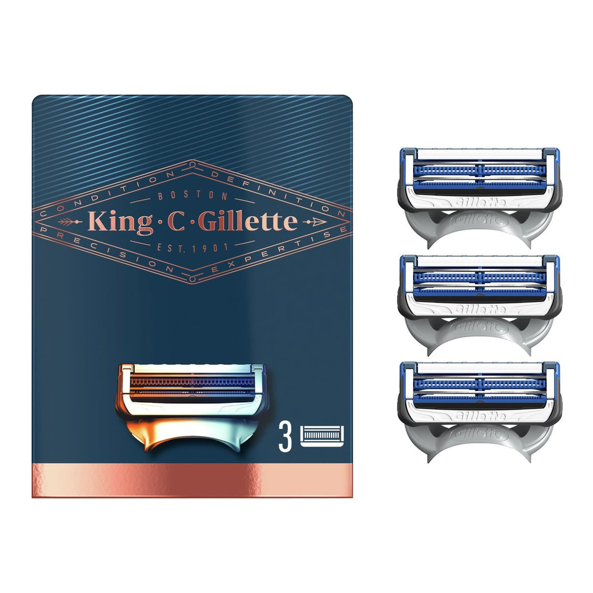 King C Gillette Neck Razor Blade Ravill Pack van 3