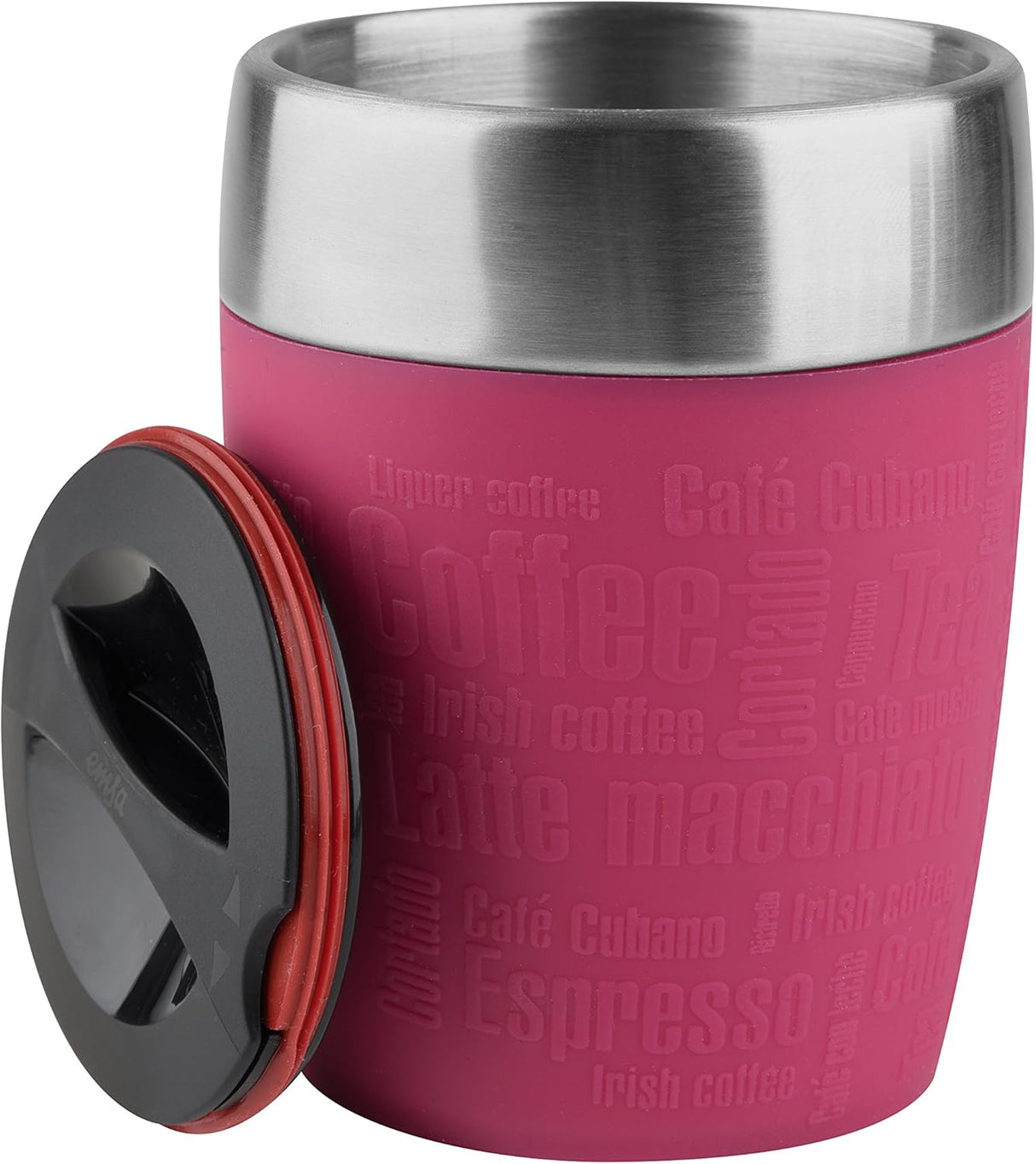 Emsa Travel Cup, Insulated Drinking Cup With Rotating Closure, 200 Ml, Raspberry