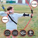 Keshes Boogschieten Recurve Pijl en Boog Jeugdboogset - 44" Breakdown Bogen voor beginners voor buitenoefeningen - Handboogset met uitrusting voor jeugd en kinderen - Rood 