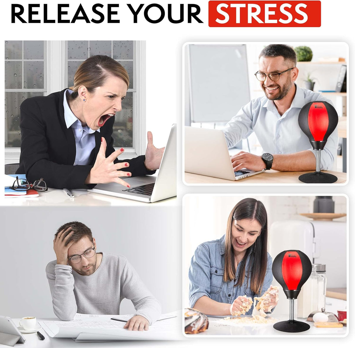 Tech Tools Stress Buster Desktop Punching Ball Red / Black