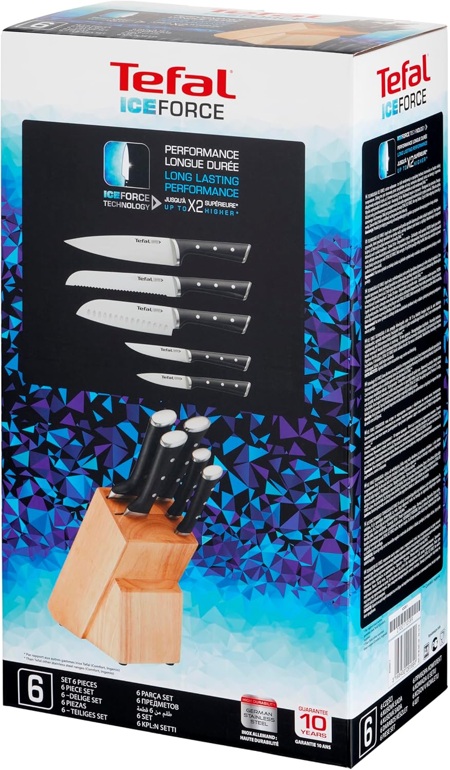 Tefal Ice Force 5-Knife Wooden Block Set
