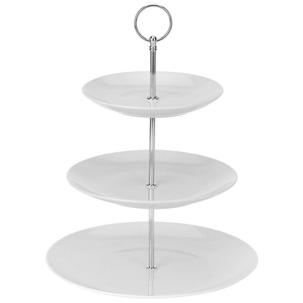 3 Layer Tier White Ceramic Round Serving Display