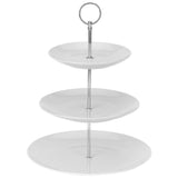 3 Layer Tier White Ceramic Round Serving Display