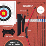 Keshes Boogschieten Recurve Pijl en Boog Jeugdboogset - 44" Breakdown Bogen voor beginners voor buitenoefeningen - Handboogset met uitrusting voor jeugd en kinderen - Rood 