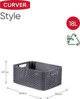 Curver Storage basket, Grey, Rattan Style M Anthracite 18L