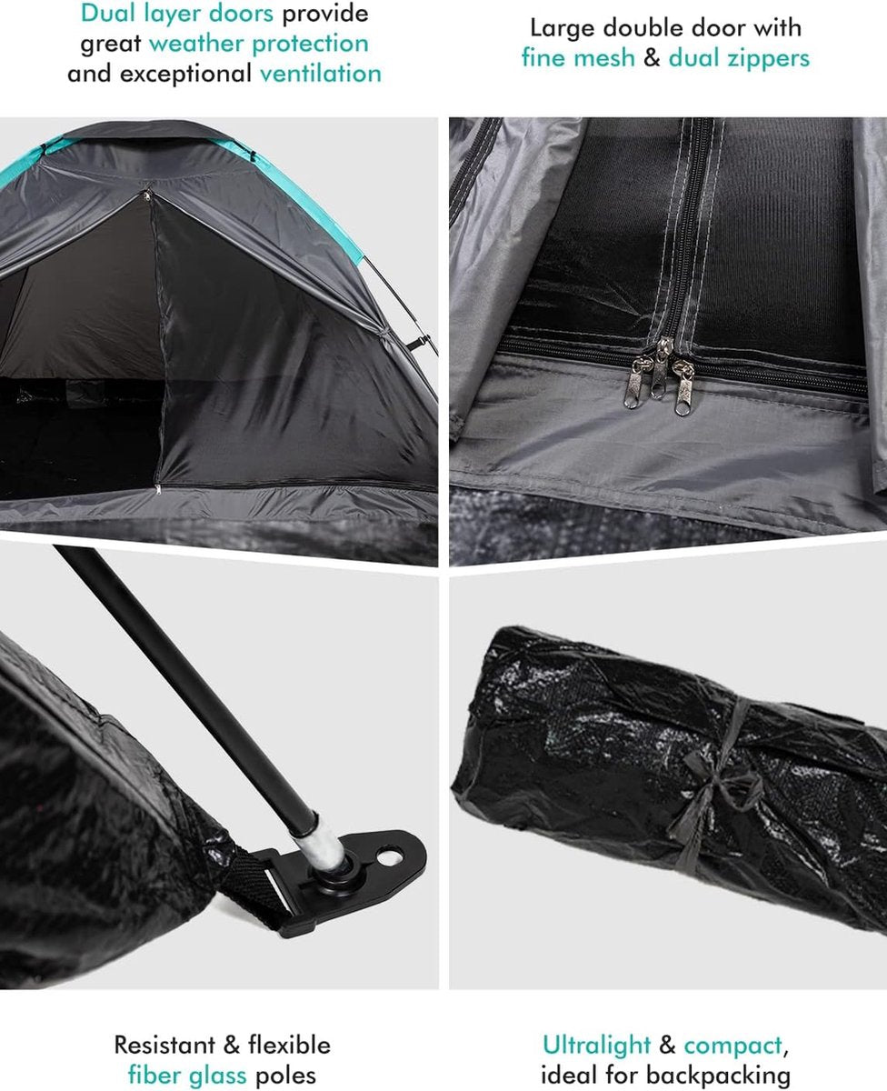 FE Active Tent - Camping Tent 4 Persons - Waterproof - Summer Tent - Lightweight Tent - 243 * 213 Cm - 2.4 Kg