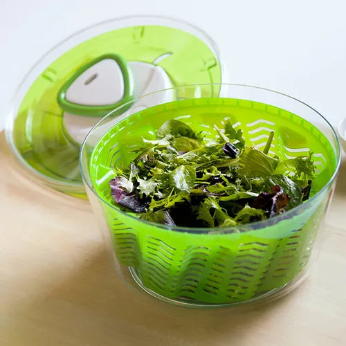 Large green salad spinner for washing and drying leafy greens