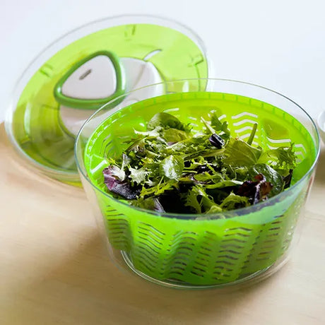 Large green salad spinner for washing and drying leafy greens