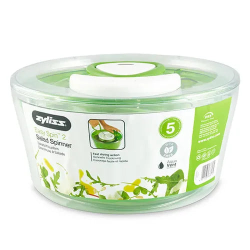 Zyliss Easy Spin 2 Salad Spinner in green with ergonomic handle