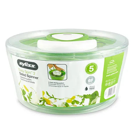 Zyliss Easy Spin 2 Salad Spinner in green with ergonomic handle