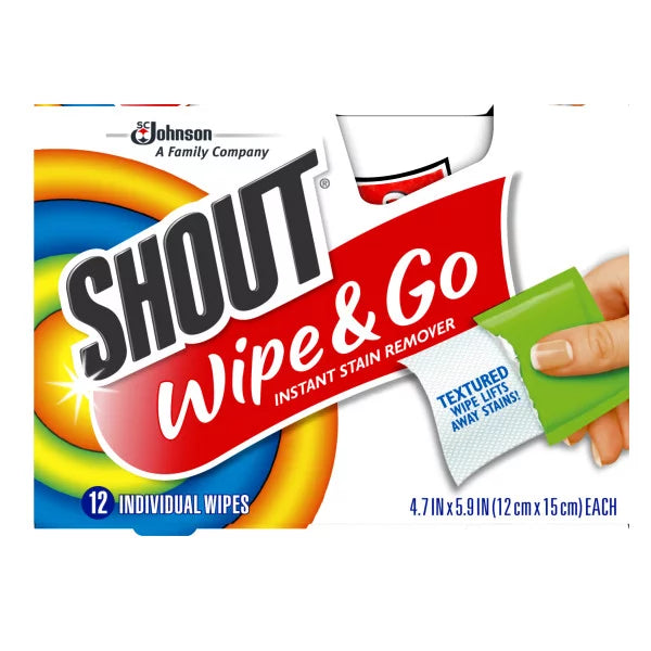 Shout Wipe &amp; Go Instant Vlekverwijderaar 12 doekjes