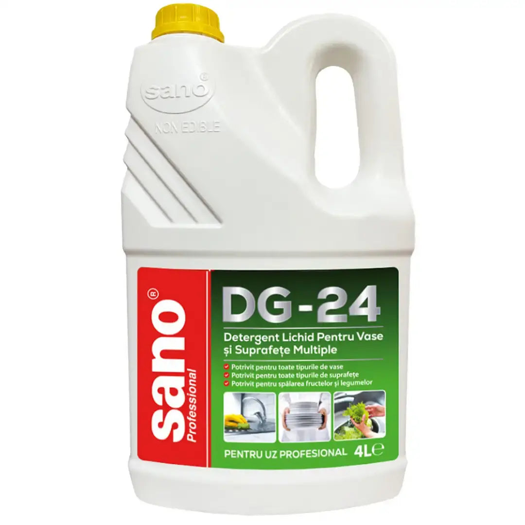 Sano Professional DG-24 Dish Soap & Multi-Surface Cleaner 4L – pH-Neutral, 24% Active Ingredients