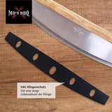 MO'S BBQ Pizza Cutter 35 cm - Stainless Steel with Elegant Wooden Handle - with Blade Guard