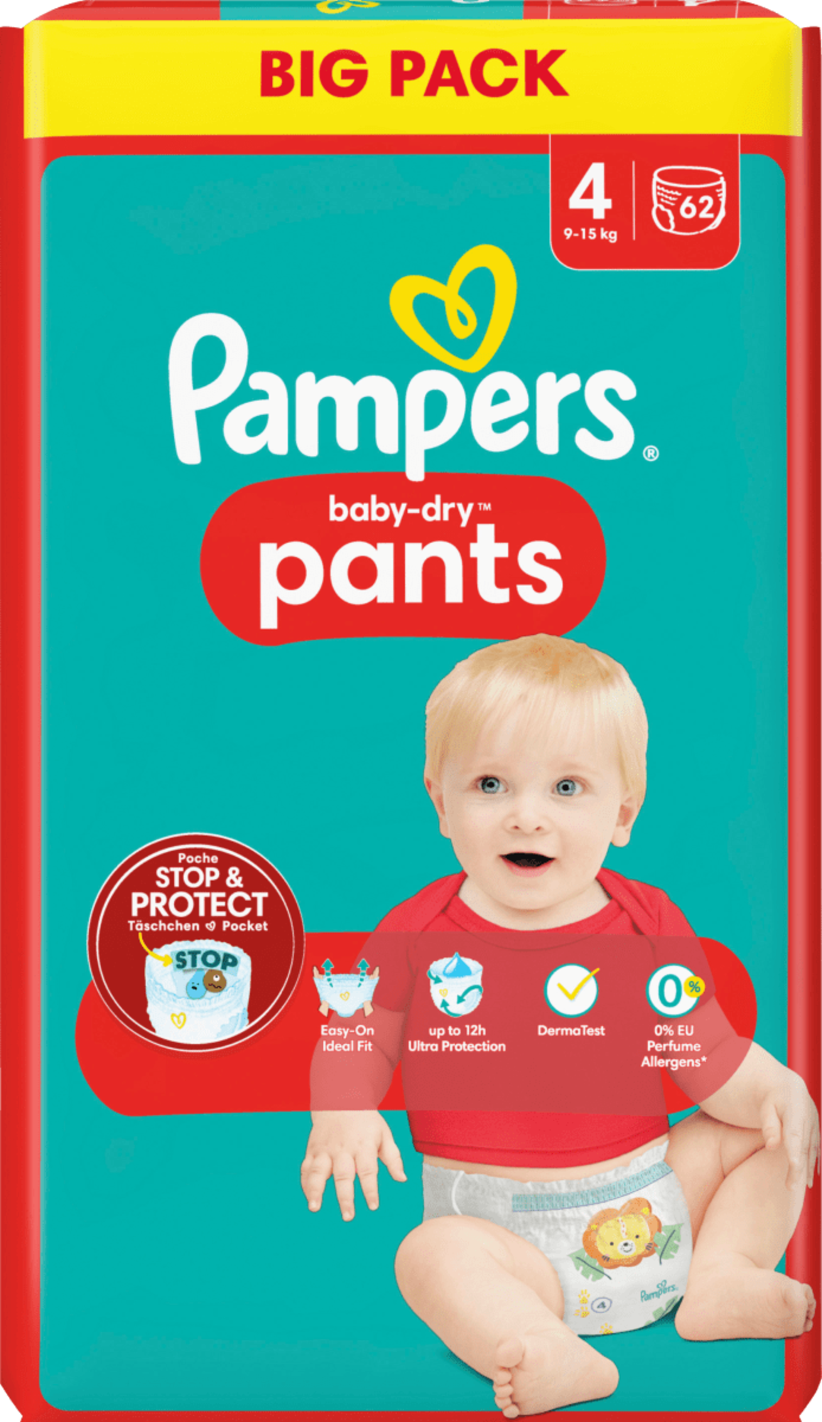 Pampers Baby Nappy Pants Size 4 Baby-Dry 62 nappies monthly pack