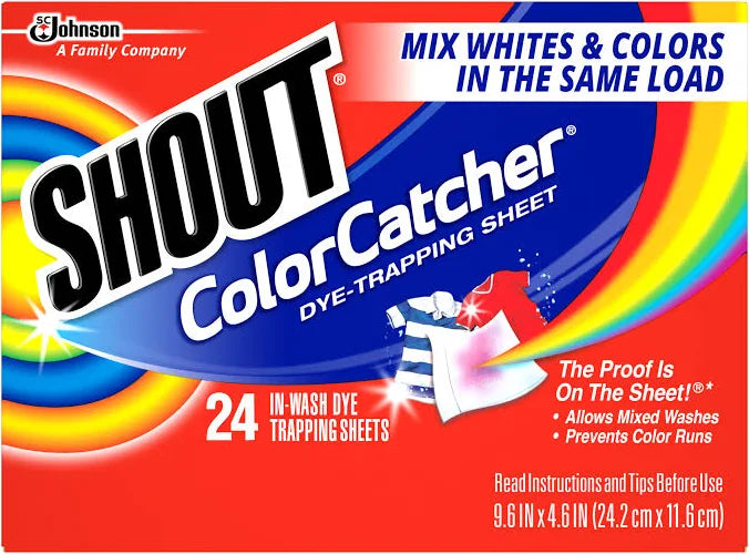 “Shout Laundry Dye Trapping Sheets Safe for Mixed Loads”